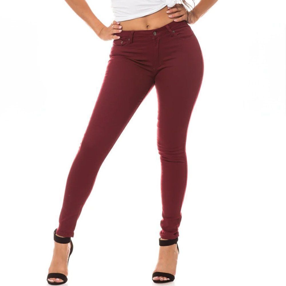 AP Blue by Aphrodite Jeans Burgundy High-Waist Skinny Jeans